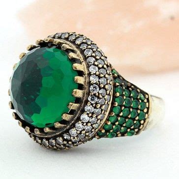 Turkish Multi Gems Green Emerald Topaz Silver Ring Size 6 Jewelry Green