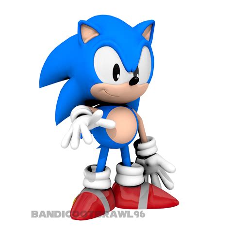 Classic Sonic Render Test 1 With New Textures By Bandicootbrawl96 On