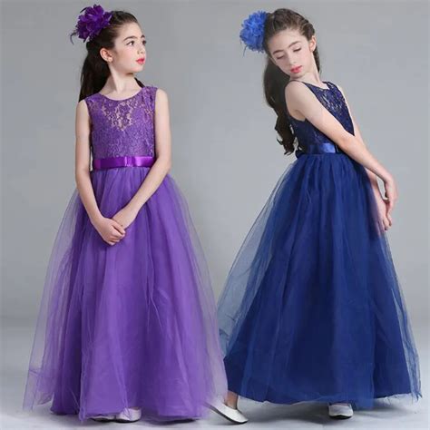 New Children Girls Lace Dresses Kids Artist Program Costume Wedding