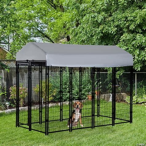Pawhut 8 X 4 X 6 Large Outdoor Dog Kennel Steel Fence With Uv