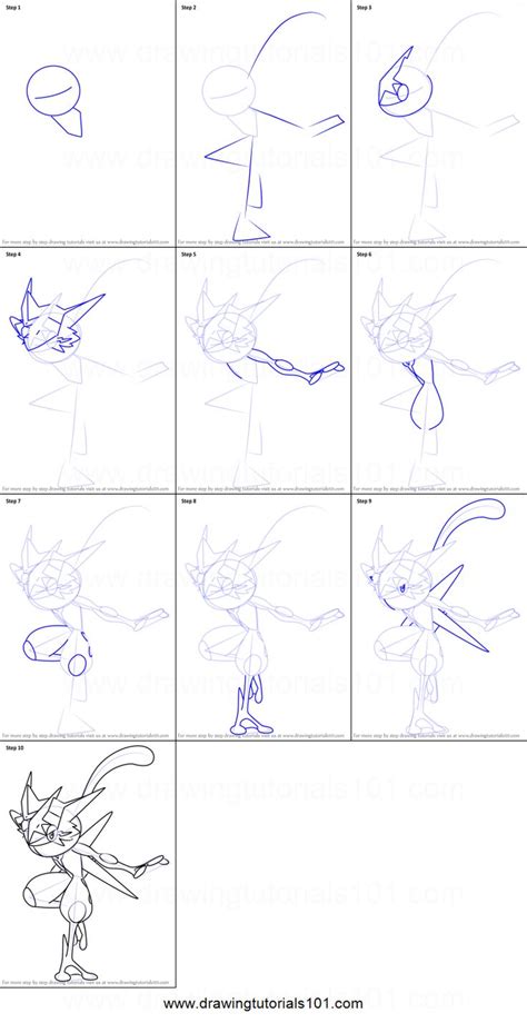 How To Draw Ash Greninja From Pokemon Sun And Moon Printable Drawing