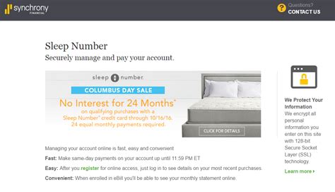 Note that this option is only any credit card with the synchrony home mark in the bottom right corner will be eligible for promotional. Sleep Number Credit Card Payment Options - Synchrony Online Banking