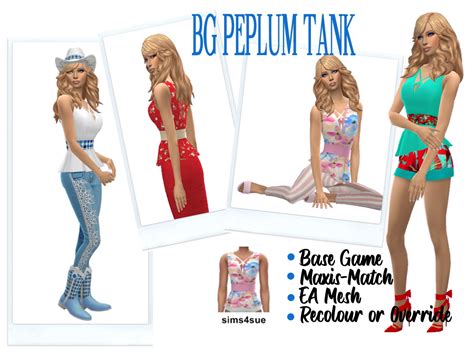 Sims 4 Sue Peplum Tank Top Sims 4 Downloads