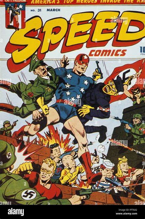 World War Ii Comic Book Ncaptain Freedom And Friends Battle The Axis