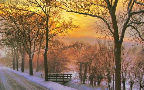 Landschaft Straßen Im Winter Morning Wallpaper 3551