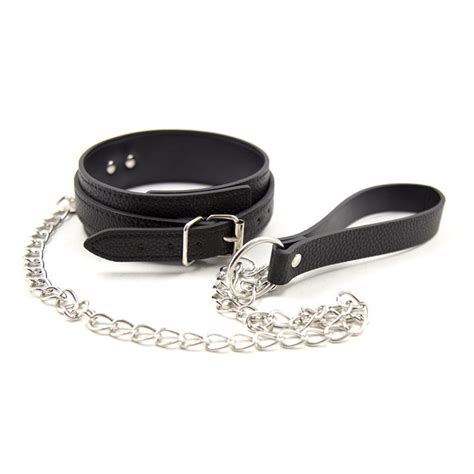 1pc 53cm Sexy Black Pu Leather Sex Collar And Leash Bondage Toys For Sex Love Gameserotic