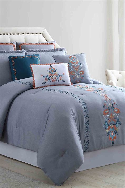 Modern Threads Frida 8 Piece Queen Embellished Comforter Set In Grey