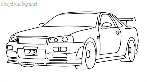 How To Draw Nissan Skyline R GT R Step By Step Easy Phase