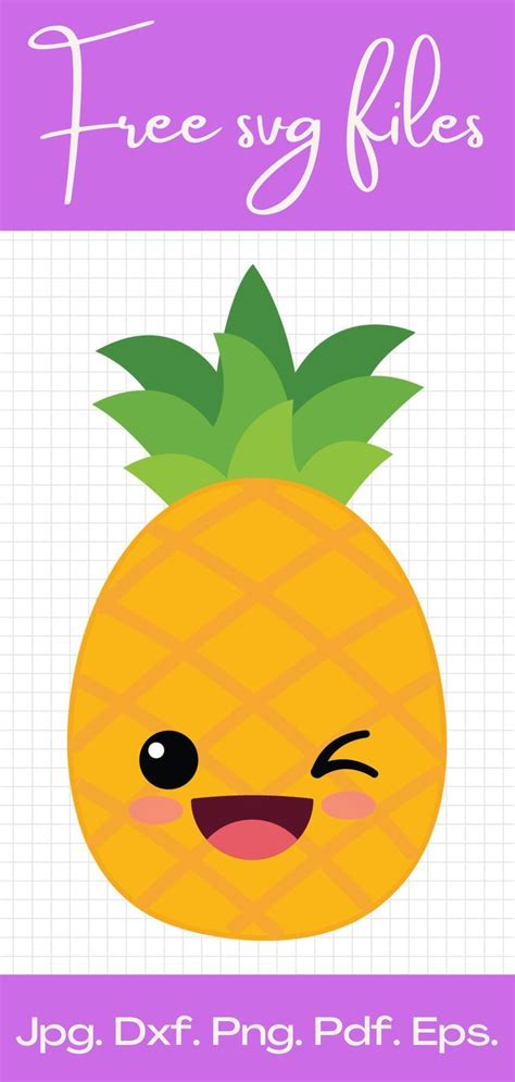 Cute Pineapple Svg Cricut Pineapple Svg Free Layered Pineapple Svg Kawaii Pineapple Clipart