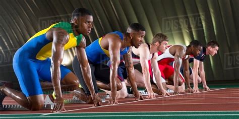 Athletes On Start Line Of Race Stock Photo Dissolve
