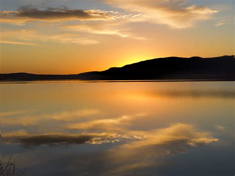 Hill Silhouette Sunset Water Reflection Hd Wallpaper Peakpx