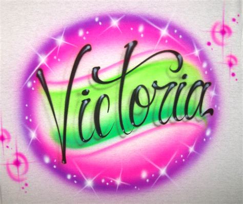 Airbrush Script Name And Stars With Bright Neon Colors