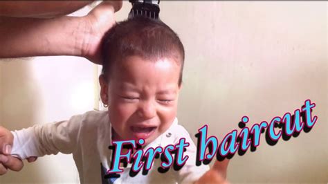 Baby Cry On First Haircut At Home So Cute Youtube