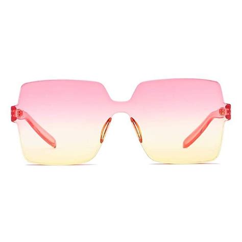 aooffiv oversized square candy colors glasses rimless frame unisex sunglasses elton john