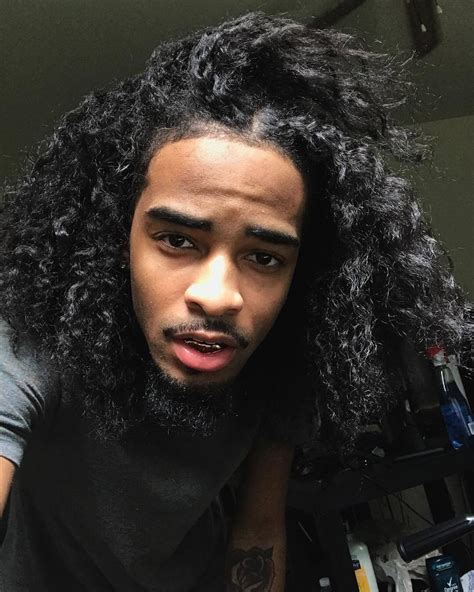 Attractive Handsome Black Male Model Long Curly Hair Long Hair Styles