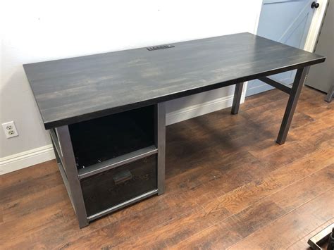 Installing a butcher block starts with ordering one to fit your space. Industrial Modern Desk with Cabinet Butcher block steel ...