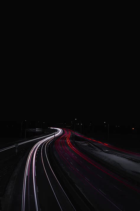 Road Lights Long Exposure Night Darkness Hd Phone Wallpaper Peakpx