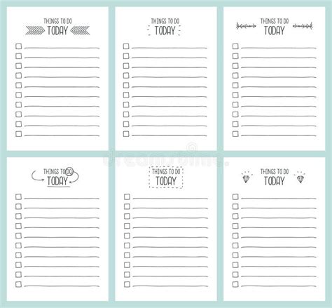To Do Lists Minimalistic Templates Stock Vector Illustration Of Page