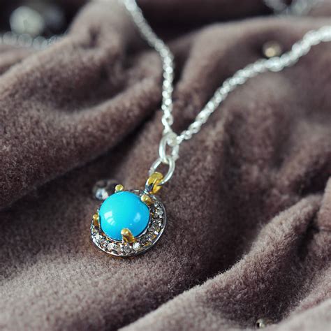 Turquoise And Diamond December Birthstone Necklace By Artique Boutique