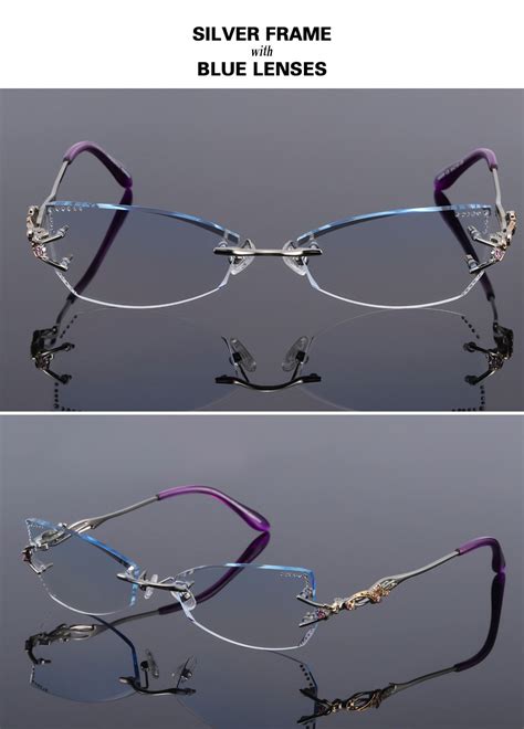 Chashma Brand Eyeglasses Tint Lenses Titanium Diamond Crystal Trimmed