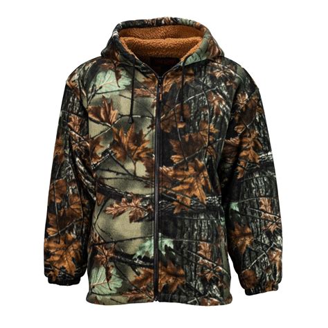 Mens Sherpa Lined Camo Fleece Hunting Jacket