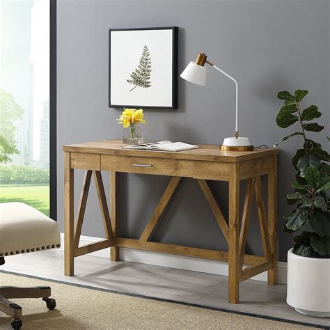 Woven Paths Rustic Farmhouse Computer Writing Desk With Drawer