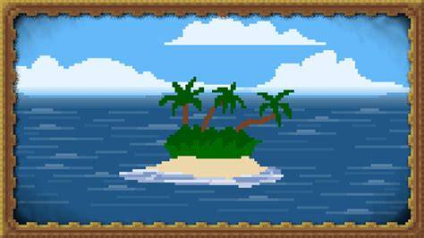 Digital Art Nature Pixel Art Island Sea Palm Trees Clouds