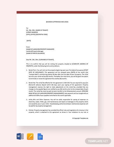 Rental Agreement Letter 13 Examples Format Pdf Examples