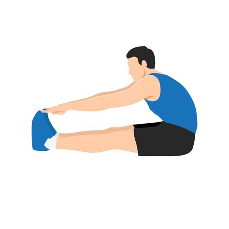 Man Doing Seated Toe Touch Stretch Exercise Flat Vector Illustration
