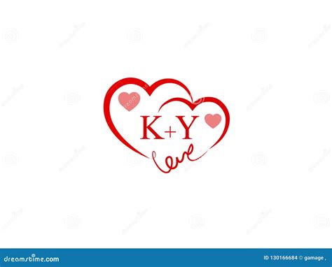 ky initial heart shape red colored love logo stock vector illustration of klinitial holiday