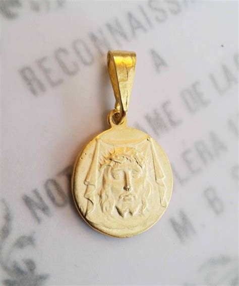 Medal Holy Face Of Jesus 175mm 18k Gold Vermeil Etsy
