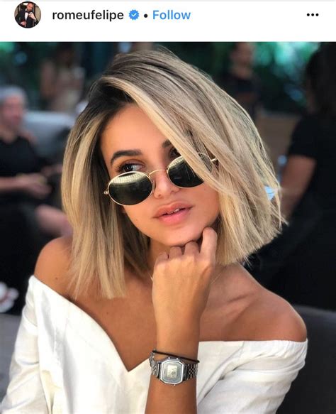 Short Hair Long Bob Lob Blond With Dark Roots Edgy Hairstyle