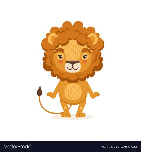 Adorable Lion Cartoon Character Standing Vector Image