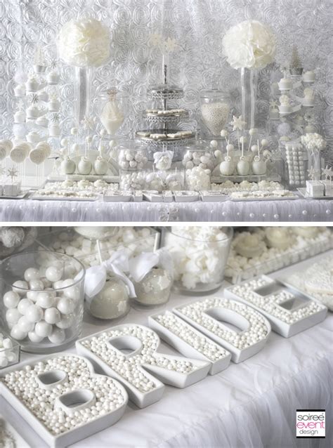 Winter White Bridal Shower Sweets Table The All White