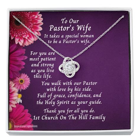 Personalized Pastor S Wife Appreciation Card With Love Knot Necklace Pastors Wife Appreciation