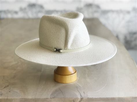 Loren Ivory Glazed Toyo Straw Wide Flat Brimmed Hat With Cross Crown