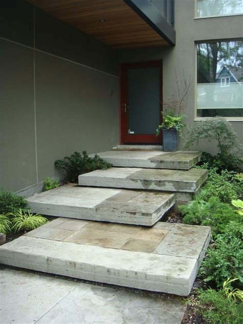 It took me until friday to finish my front porch steps and railings. result-groundedmodern-entryways-front-door-steps-ideas ...
