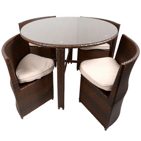 A durable rattan side table and chair set will make your morning coffee or evening glass of wine all the more pleasant. Napoli Rattan Wicker Dining Garden Furniture Set With ...