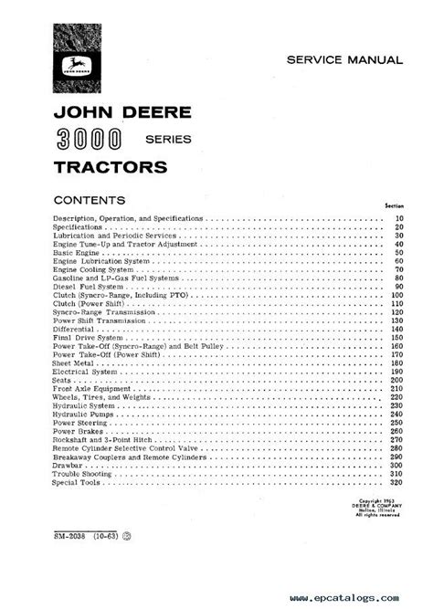 John Deere 3000 Series Tractors Service Manual Sm2038 Pdf