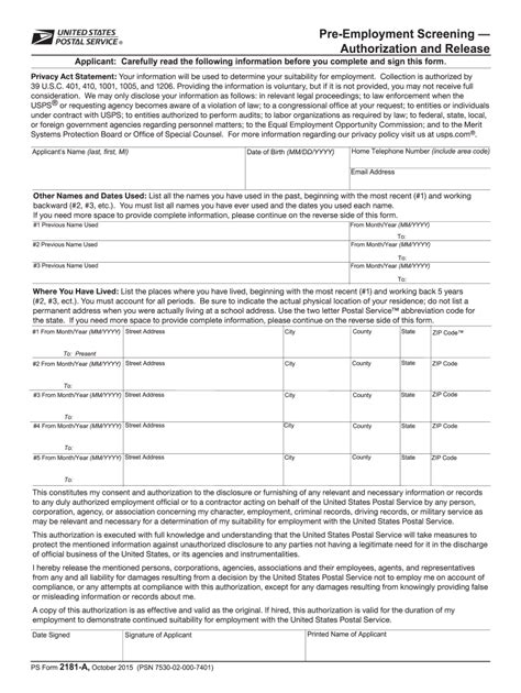 2015 2024 Form Usps Ps 2181 A Fill Online Printable Fillable Blank