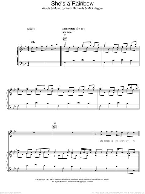 Stones Shes A Rainbow Sheet Music For Voice Piano Or Guitar