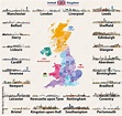 United Kingdom cities skylines illustrations. Map of United Kingdom ...