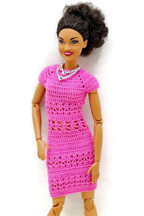 Modern Summer Barbie Clothes Stylish Pink Dress With Lace For Barbie