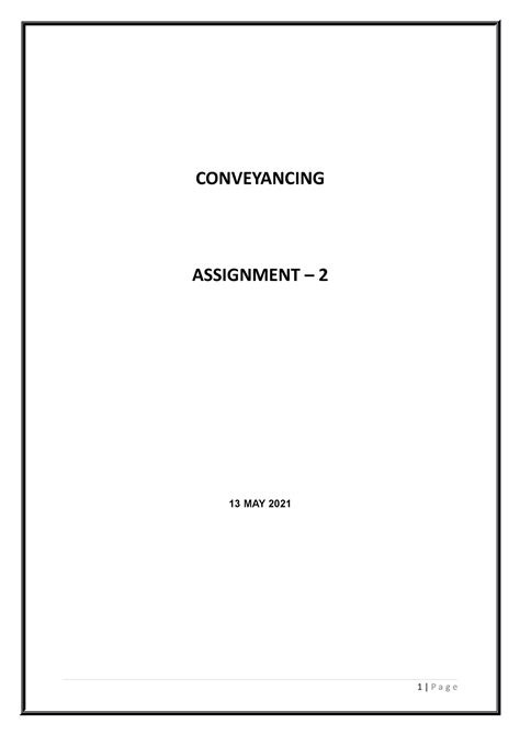 Lju4801 Ass 1 Conveyancing Assignment 2 13 May 2021 1 Page