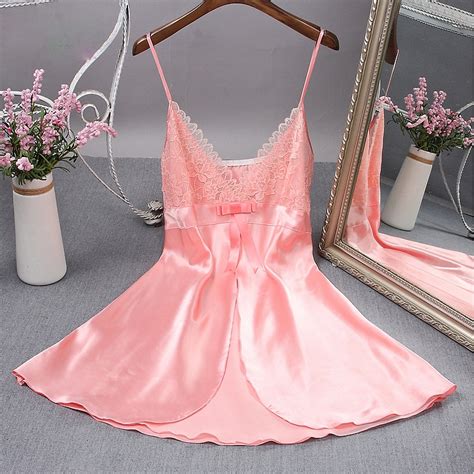 Drop Ship Summer Womens Style Home Clothes Real Silk Lace Sling Sleeping Dress Ladies Bowknot