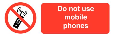 Do Not Use Mobile Phones Self Adhesive Warning Signs Safetyshop