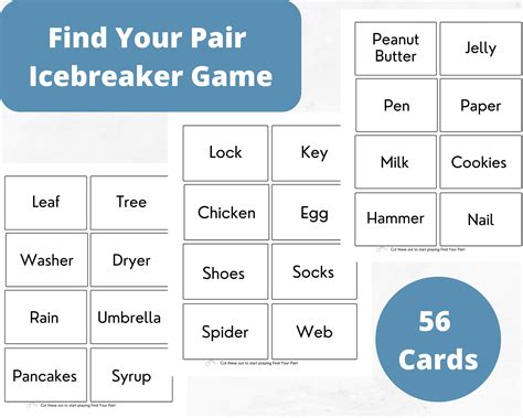 Find Your Pair Game Get To Know You Game Icebreaker Game 56 Cards 28