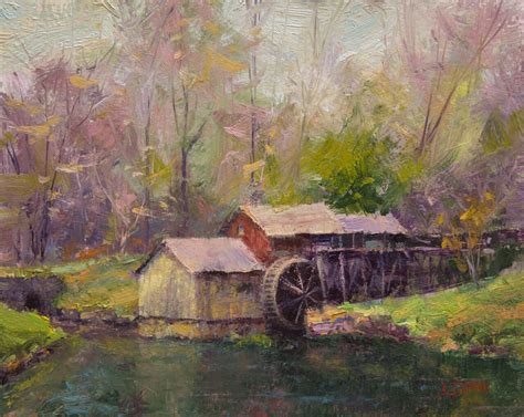 Oil Paint An Old Mill Lake And Trees Alla Prima With Thick Paint