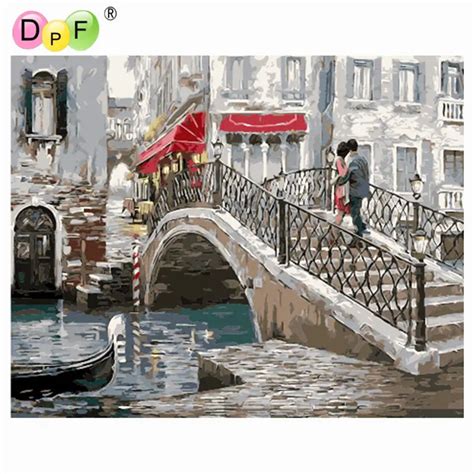 Dpf Diy Oil Painting Bridge Dating Paint On Canvas Acrylic Coloring By