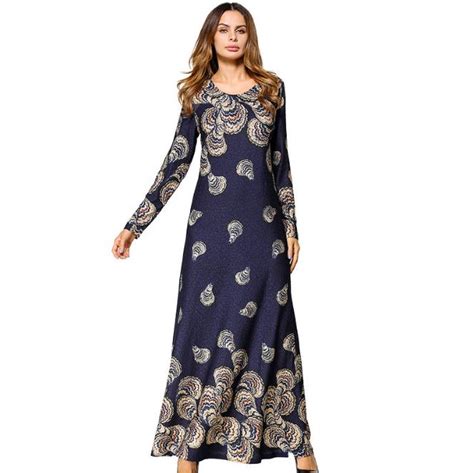 Muslim Print Abaya Cotton Maxi Dress Knitted Loose Style Kimono Long